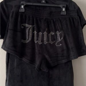 New 2 Sets of Juicy Couture Black Shirt/ Shorts and Pink w/ Rhinestone Logo Sz M